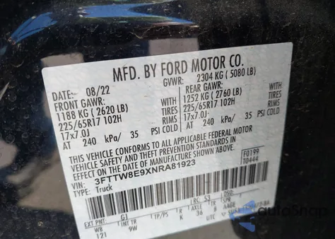 2022 Ford Maverick Xl from USA, damaged, VIN 3FTTW8E9XNRA81923